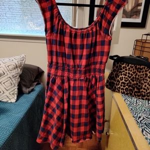 Navy & red flannel day dress